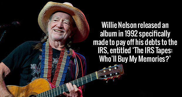 willie nelson music - Willie Nelson released an album in 1992 specifically made to pay off his debts to the Irs, entitled 'The Irs Tapes Who'll Buy My Memories?' Mt ma