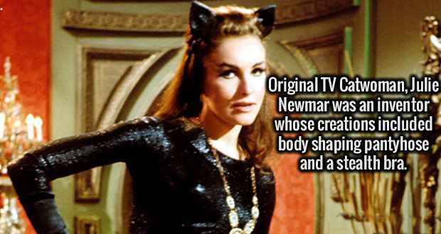 photo caption - Original Tv Catwoman, Julie Newmar was an inventor whose creations included body shaping pantyhose and a stealth bra.