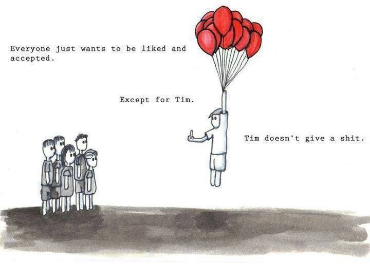 everyone wants to be liked and accepted - Everyone just wants to be d and accepted. Except for Tim. Tim doesn't give a shit.