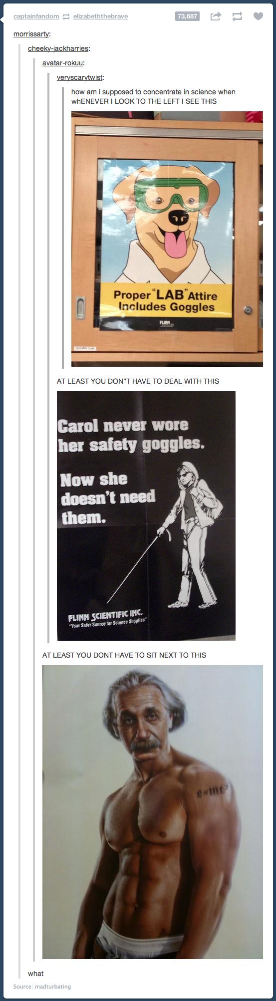 never wore her safety goggles - captainfandom elizabeththebrave 73,687 morrissarty cheekyjackharries avatarrokuu veryscarytwist how am I supposed to concentrate in science when whENEVER I Look To The Left I See This Proper"Lab'Attire Includes Goggles At L