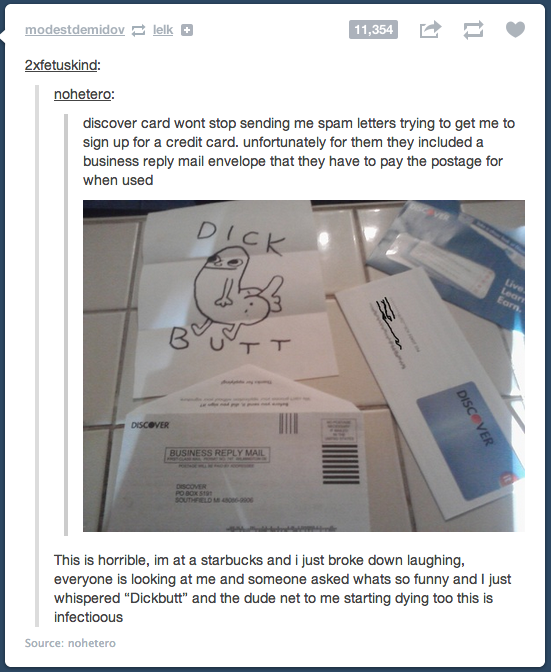 starbucks tumblr posts - modestdemidov lelk 11,354 2xfetuskind nohetero discover card wont stop sending me spam letters trying to get me to sign up for a credit card. unfortunately for them they included a business mail envelope that they have to pay the 