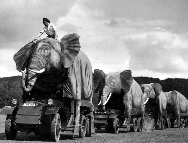 British armored vehicles disguised as elephants, failed not only because of shitty look, but also because of lack of wild elephants in Europe, England 1940.