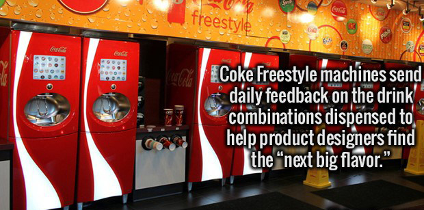 fast food restaurant - freestyle Ge oo Coke Freestyle machines send daily feedback on the drink combinations dispensed to help product designers find the next big flavor."