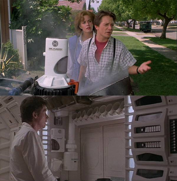 Mr. Fusion, the awesome “home energy device” from “Back to the Future” was really just a coffee grinder, but since it looked so futuristic it worked for the film. However, the first time it appeared onscreen was in the opening shots of “Alien” mounted on the wall of the Nostromo space station.