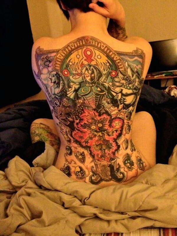 majora's mask back tattoo