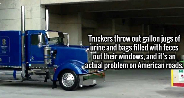 Truck driver - Truckers throw out gallon jugs of urine and bags filled with feces Tout their windows, and it's an actual problem on American roads.