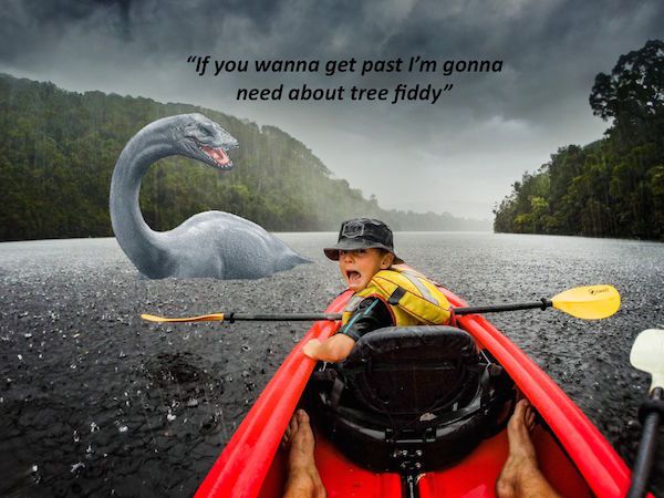 kayaking in a thunderstorm - "If you wanna get past I'm gonna need about tree fiddy"