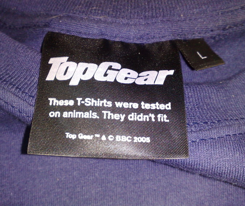 national motor museum, beaulieu - TopGear These TShirts were tested on animals. They didn't fit Top & Bbc 2005