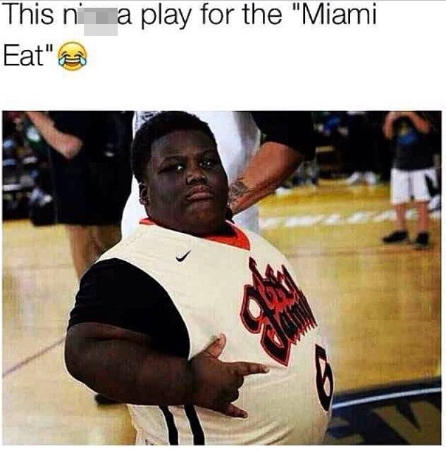 fat niggas playing basketball - This ni a play for the "Miami Eat"