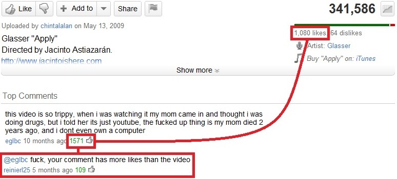 youtube comment document - P Add to 341,586 Uploaded by chintalalan on Glasser "Apply" Directed by Jacinto Astiazarn. com 1,080 64 dis Artist Glasser Buy "Apply" on iTunes Show more Top this video is so trippy, when i was watching it my mom came in and th