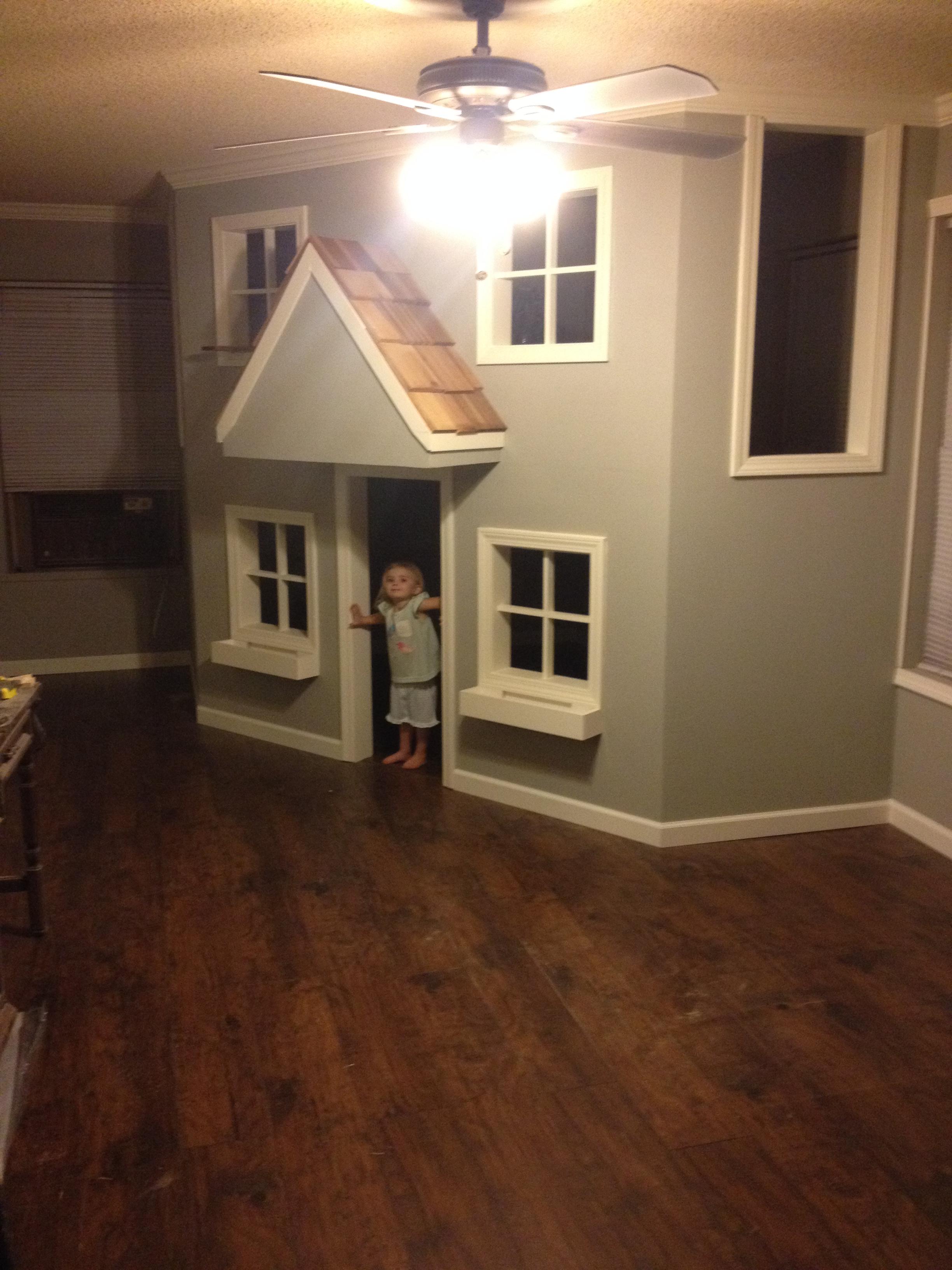 A Father Builds His Kids An Indoor Playhouse With Rope Bridge And A Slide