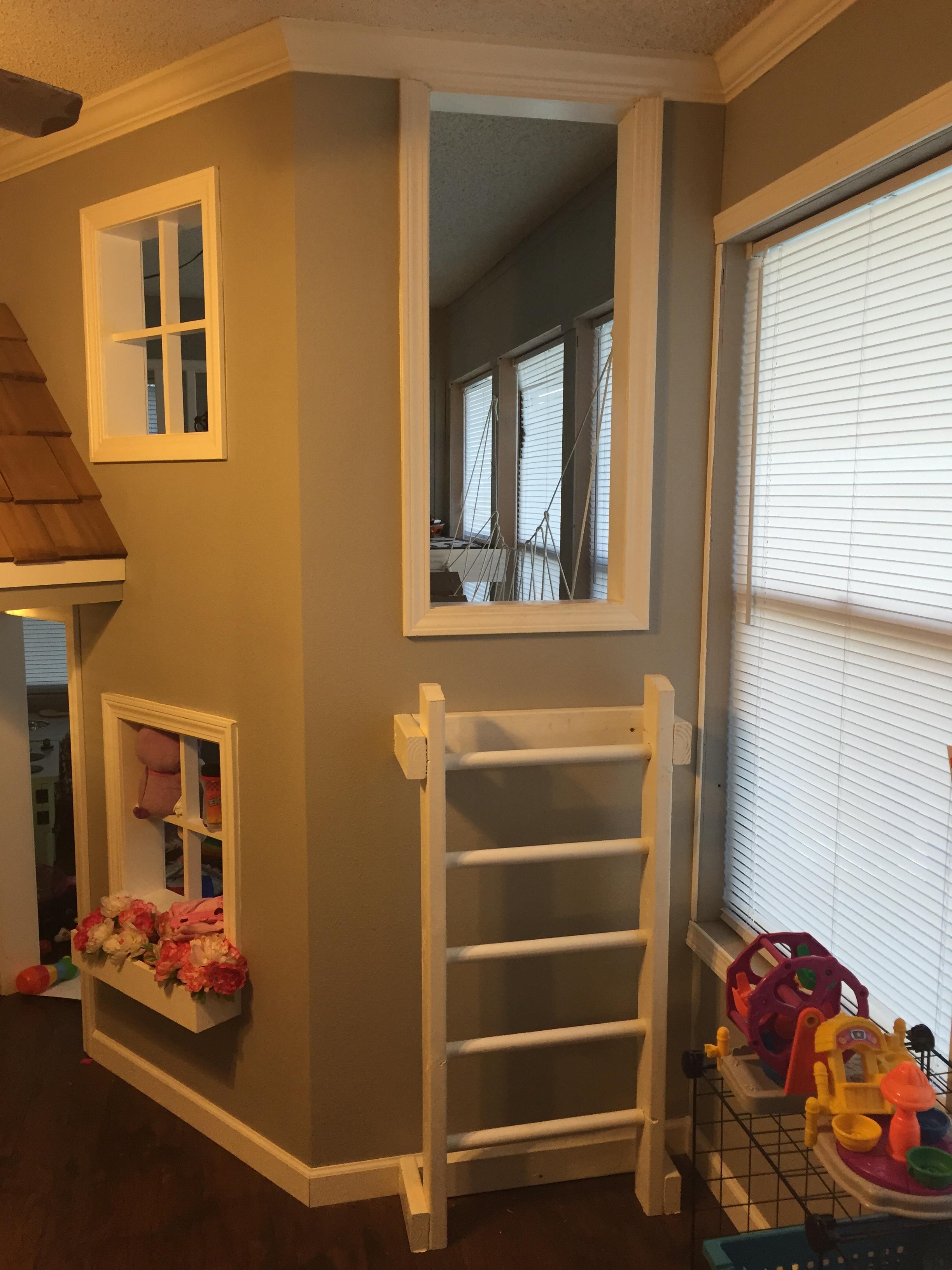 A Father Builds His Kids An Indoor Playhouse With Rope Bridge And A Slide