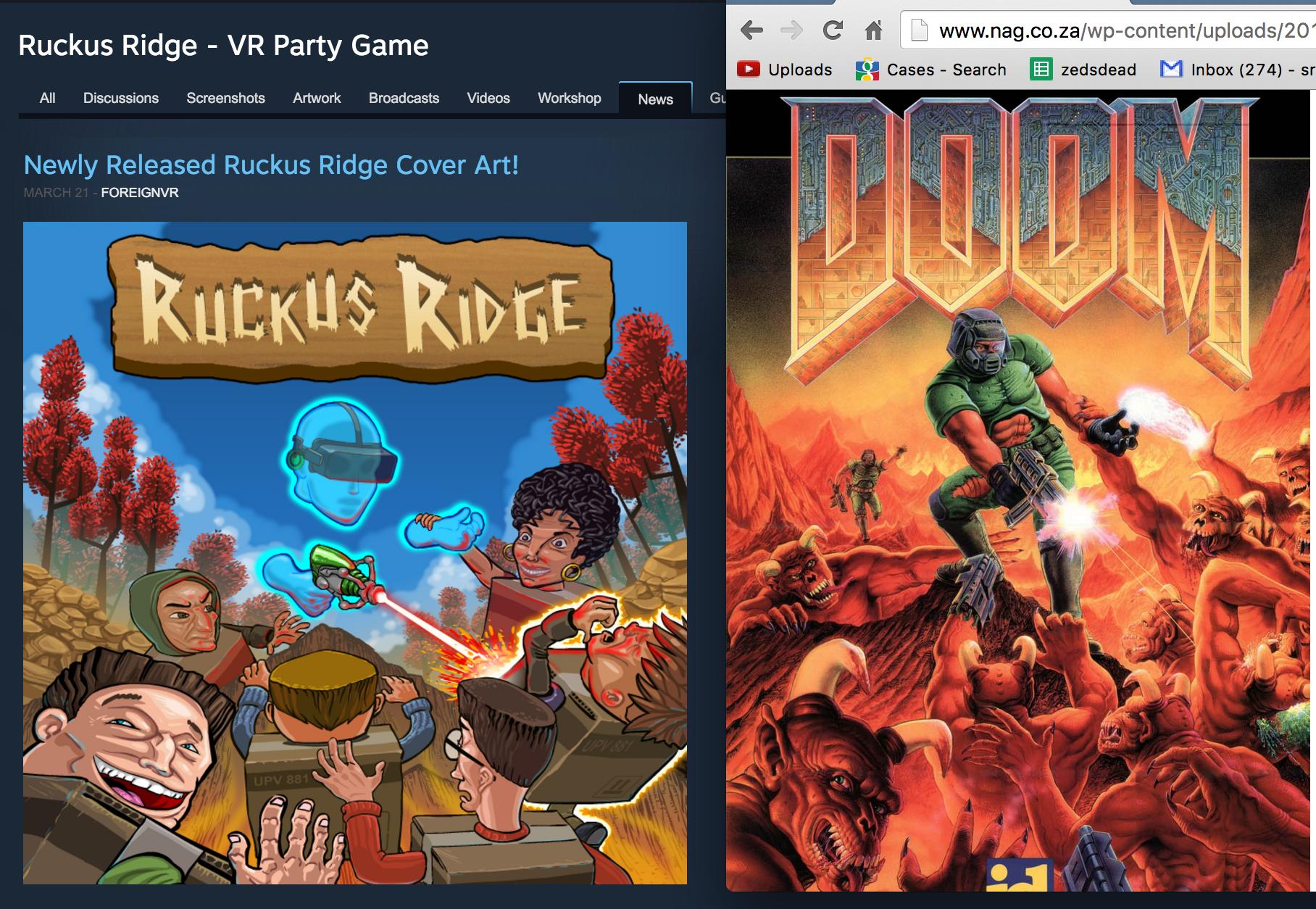 doom classic art - 6 Ruckus Ridge Vr Party Game Uploads & Cases Search Ezedsdead M Inbox 274 sr All Discussions Screenshots Artwork Broadcasts Videos Workshop News Gl Newly Released Ruckus Ridge Cover Art! March 21 Foreignvr Ruckus Ridge Upv 881