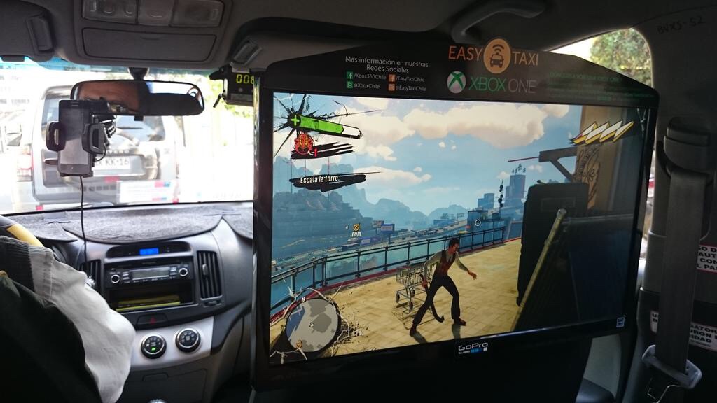 tv and xbox one in car