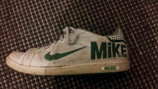 My shoes are my friends, this one is Mike...