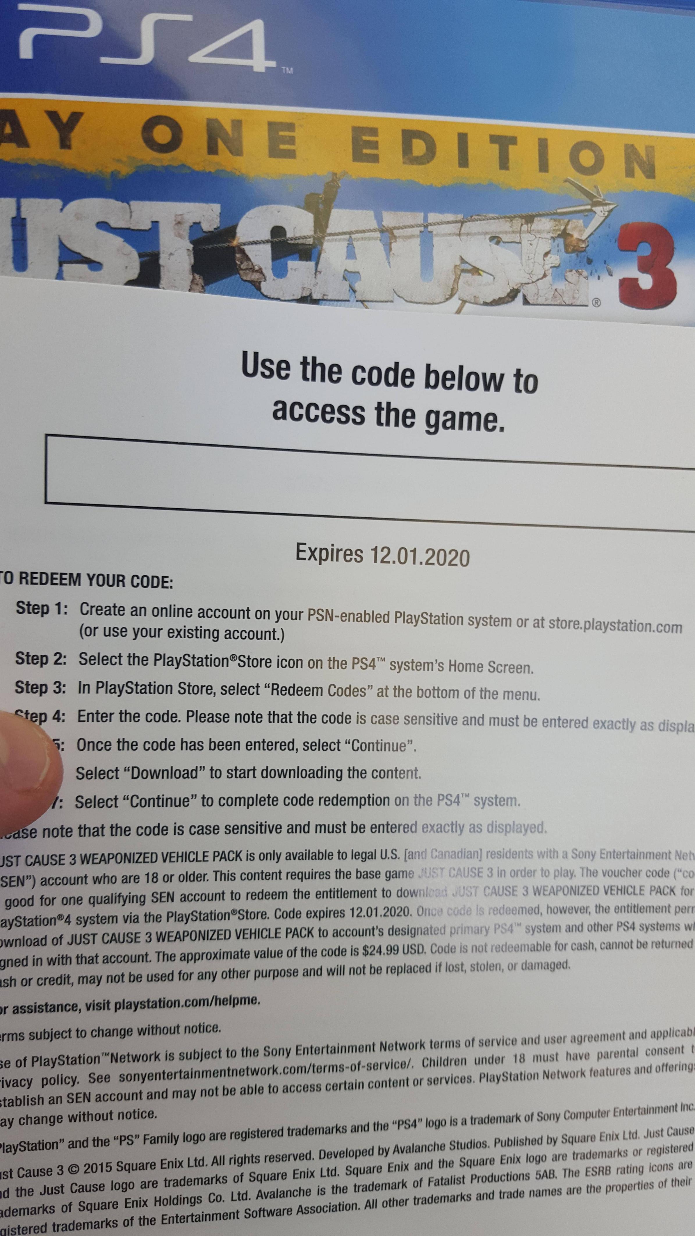 newspaper - PS4 Ay One Edition Ist FAUSZ3 Use the code below to access the game. e Expires 12.01.2020 O Redeem Your Code Step It Create an account on you r For your statut Step 2 Select the PlayStation on t h Step Physion Storect "Radson Cod e Cep Enter t