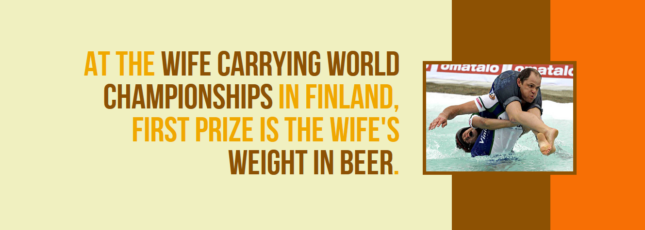 poster - omatalo Natal At The Wife Carrying World Championships In Finland, First Prize Is The Wife'S Weight In Beer