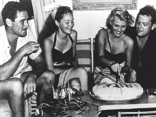 Errol Flynn and wife Nora Eddington, with Rita Hayworth and Orson Welles