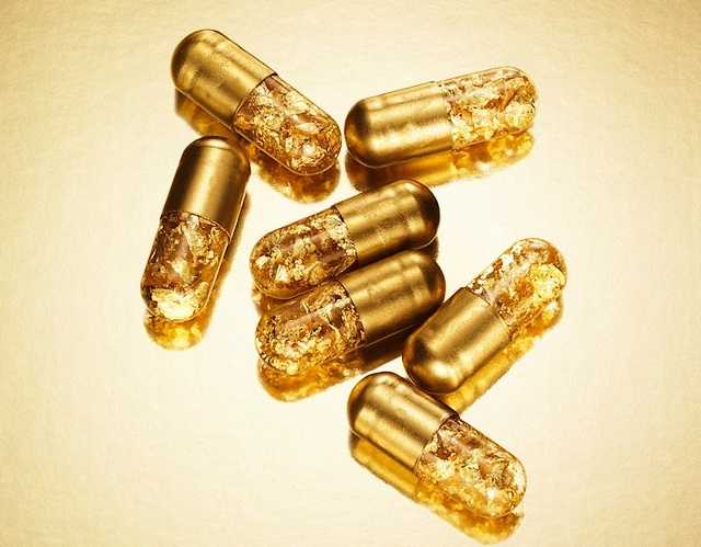 We start with pills that contain edible gold. For 425 dollars each you can turn your butt into a goldmine and poop with gold.