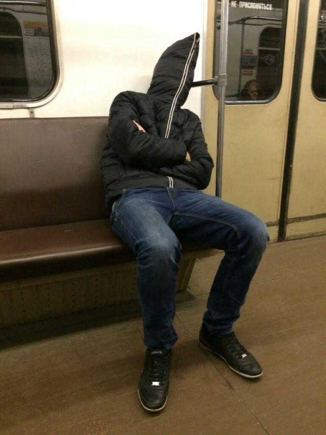 russian subway - hoodie zipped up all the way
