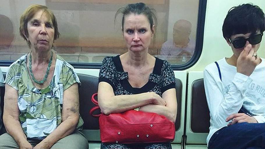 russian subway - three women looking mad