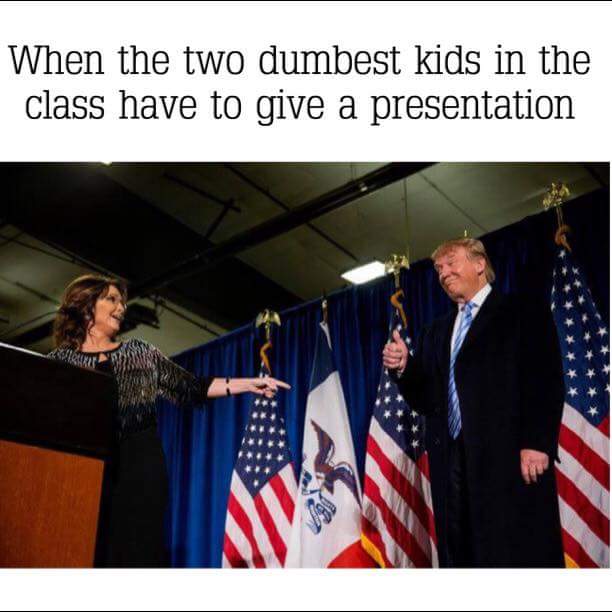 tweet - political debates in class meme - When the two dumbest kids in the class have to give a presentation