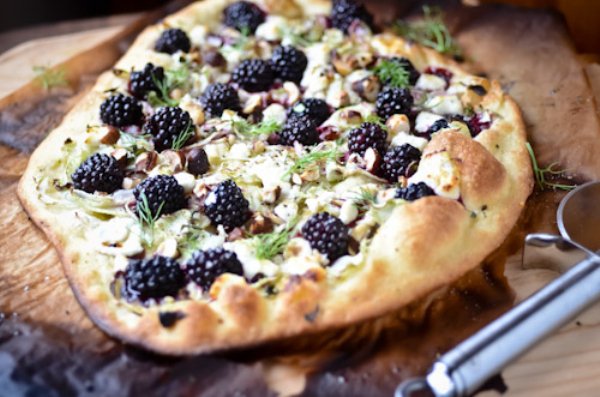 Blackberry & Fennel Pizza. For a uniquely sweeter pie, add blackberries with sliced fennel, tangy goat cheese and toasted hazelnuts.