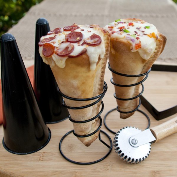 Pizza in a cone (Pizzacone) in New York City. Take the fun of eating in a manner that resembles an ice-cream cone, except for it’s pizza. What a time to be alive!