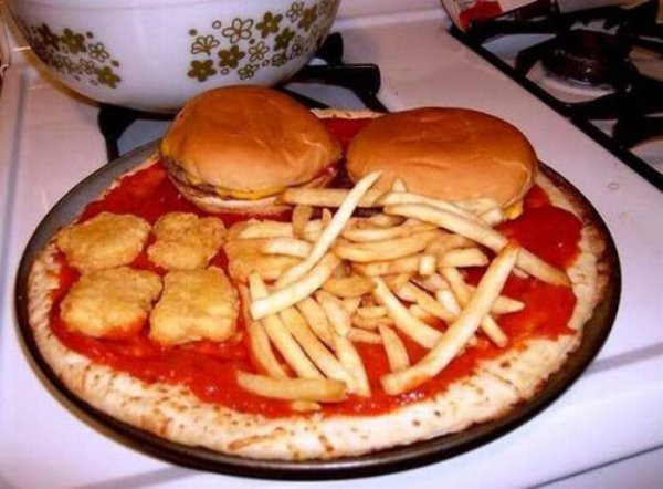 McDonald’s Pizza, Pizza, check. Hamburgers, check. Nuggets, check. Fries, check. This is the whole package for the whole family... or just you if you're a daredevil.