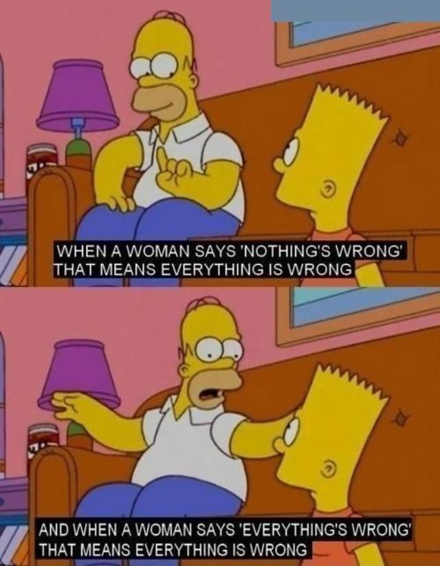 homer simpson women - When A Woman Says 'Nothing'S Wrong That Means Everything Is Wrong And When A Woman Says 'Everything'S Wrong' That Means Everything Is Wrong