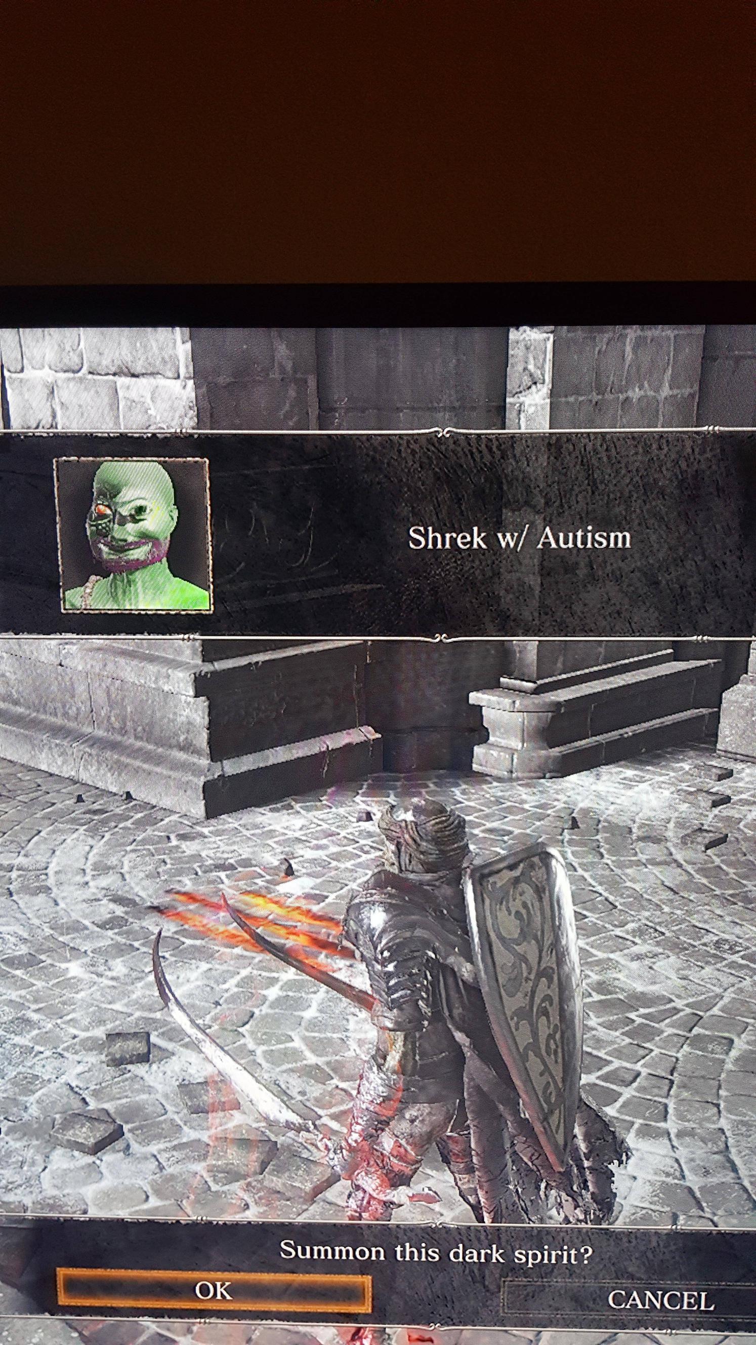 dark souls shrek with autism - Shrek w Autism Summon this dark spirit? Cancel
