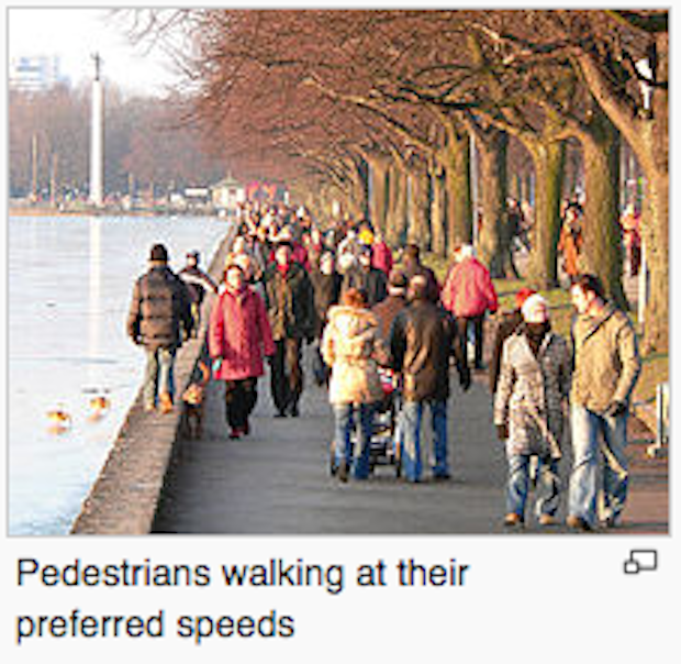 Pedestrians walking at their preferred speeds