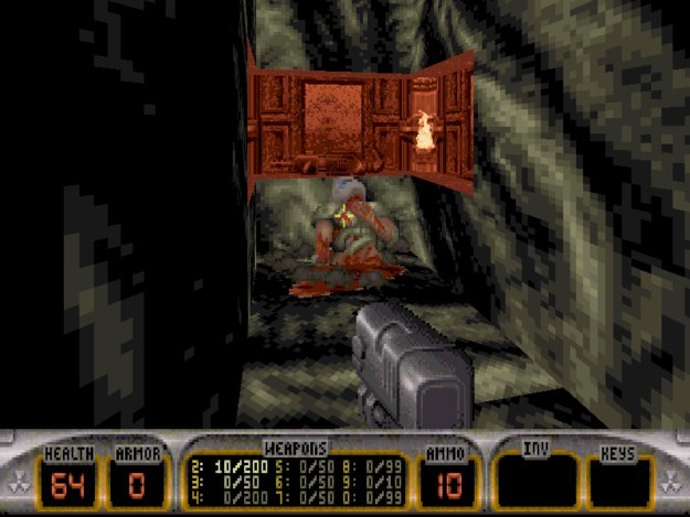 In Duke Nukem 3D, you’ll encounter a dead man who looks suspiciously like the Doomguy. Duke will even say, “That’s one doomed space marine.”