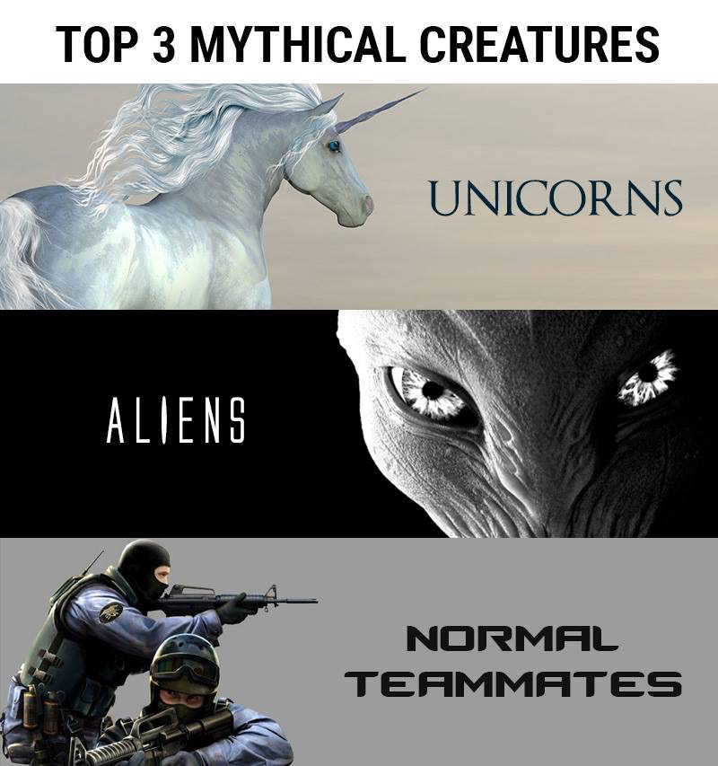 mythical creature memes - Top 3 Mythical Creatures Unicorns Aliens Normal Teammates