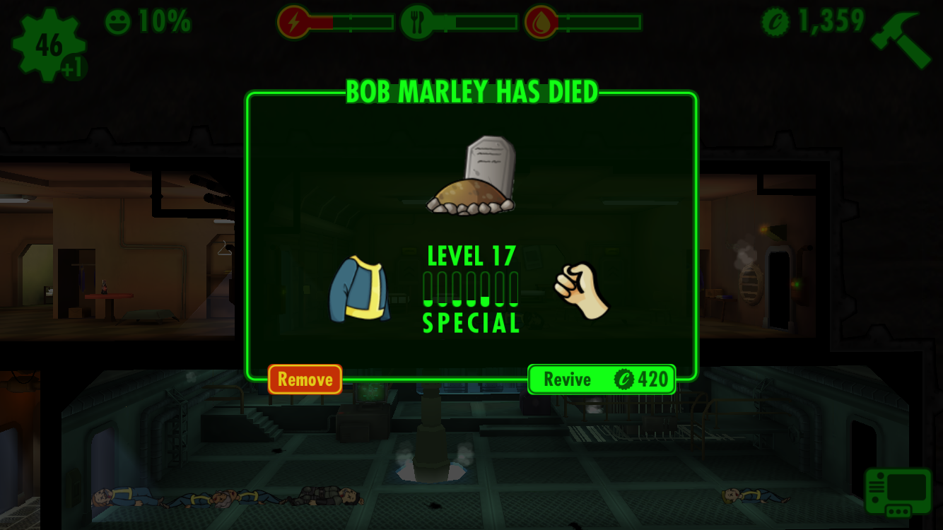 fallout shelter character ideas - e 10% 1,359 46 Bob Marley Has Died Level 17 Special Remove Revive 420