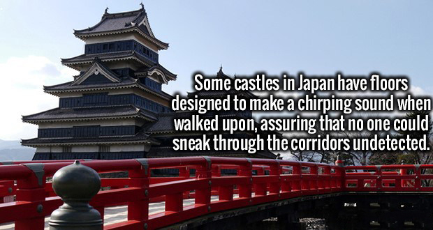 matsumoto castle - Some castles in Japan have floors designed to make a chirping sound when walked upon, assuring that no one could sneak through the corridors undetected.