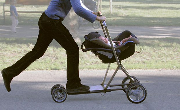 Baby Stroller And Scooter Hybrid. Every dad wants this.