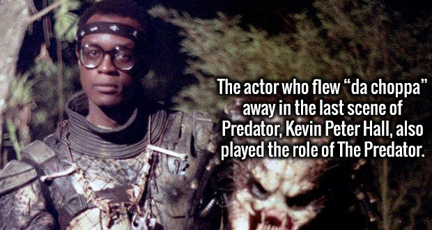 kevin peter hall - The actor who flew da choppa" away in the last scene of Predator, Kevin Peter Hall, also played the role of the Predator.