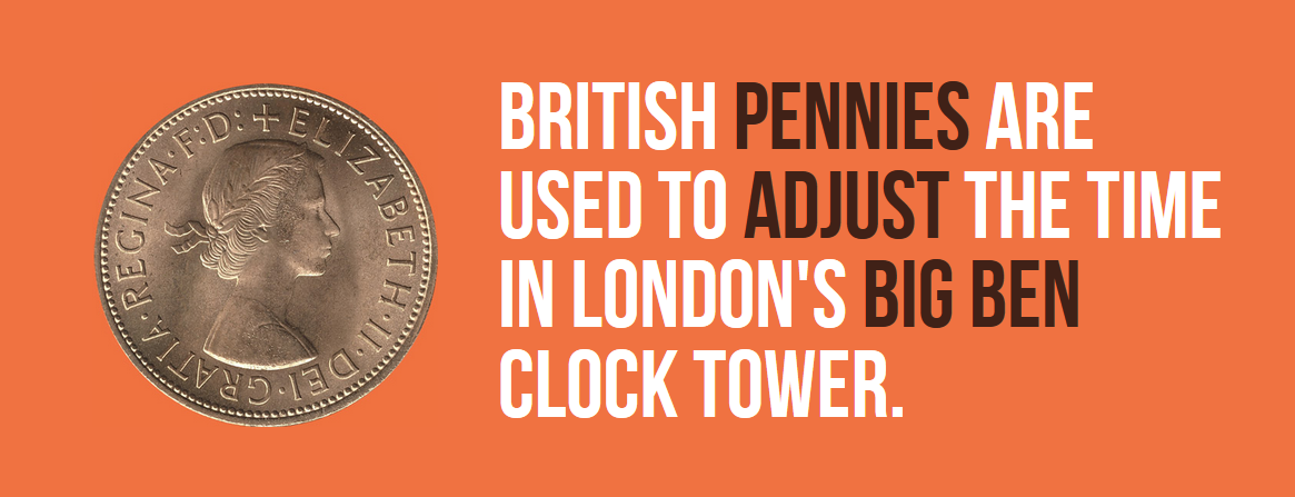 orange - Tiet Ww AfD Tab British Pennies Are Used To Adjust The Time In London'S Big Ben Clock Tower. Ll L