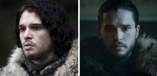 Jon Snow. Looks like he knows nothing in “Winter Is Coming” (season 1, episode 1) and appearing to have learned something along the way in “The Winds of Winter” (season 6, episode 10).