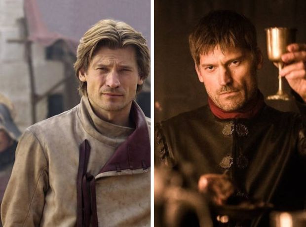 Jaime Lannister, Right-handed in “Winter Is Coming” (season 1, episode 1) and left-handed in “The Winds of Winter” (season 6, episode 10).
