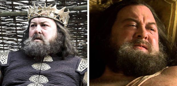 Robert Baratheon. Alive in “Winter Is Coming” (season 1, episode 1) and about to die from a plot made by Cersei in “You Win or You Die” (season 1, episode 7).
