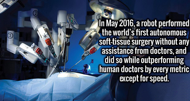 verb robot - In , a robot performed the world's first autonomous softtissue surgery without any assistance from doctors, and did so while outperforming human doctors by every metric except for speed.