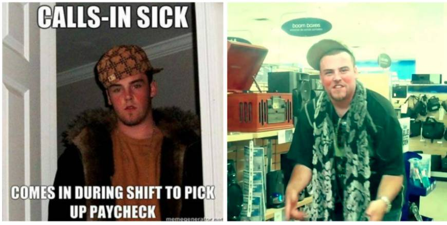 Scumbag Steve, the meme everyone loves to hate, is actually named Blake Boston and really is kind of a scumbag. The original photo is from his mom's 2006 MySpace page. According to Boston, he could have "stopped everything" going on with his photo being used by a meme, but didn't want to seem "uncool."