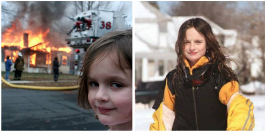 Despite seeming like the portrait of a child arsonist, "Disaster Girl" actually has fairly normal origins. In 2004, the girl and her dad, Dave Roth, were watching their local fire department perform a training exercise, and Roth snapped a perfectly timed picture. Even though Disaster Girl has grown up into a Disaster Young Woman, she still gives us the creeps.