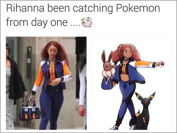 rihanna pokemon trainer - Rihanna been catching Pokemon from day one....