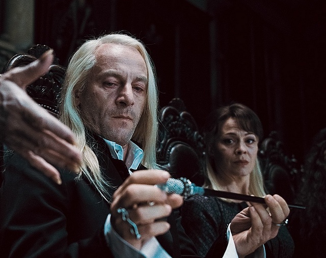 You know Draco Malfoy wasn't the nicest person and his dad was a terrible person; Jason Isaacs that played Lucius Malfoy got in characrter that much he tried to steal the wand his character used.
