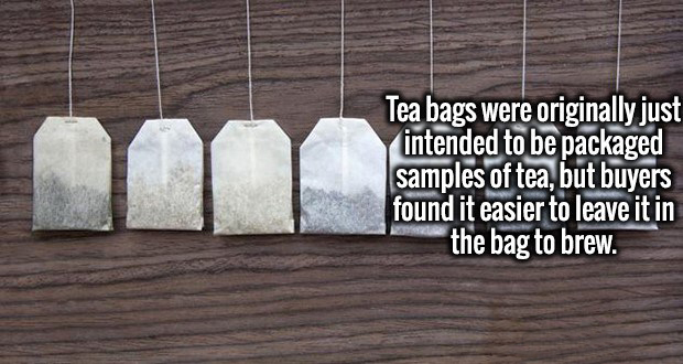 angle - Tea bags were originally just intended to be packaged samples of tea, but buyers found it easier to leave it in the bag to brew.