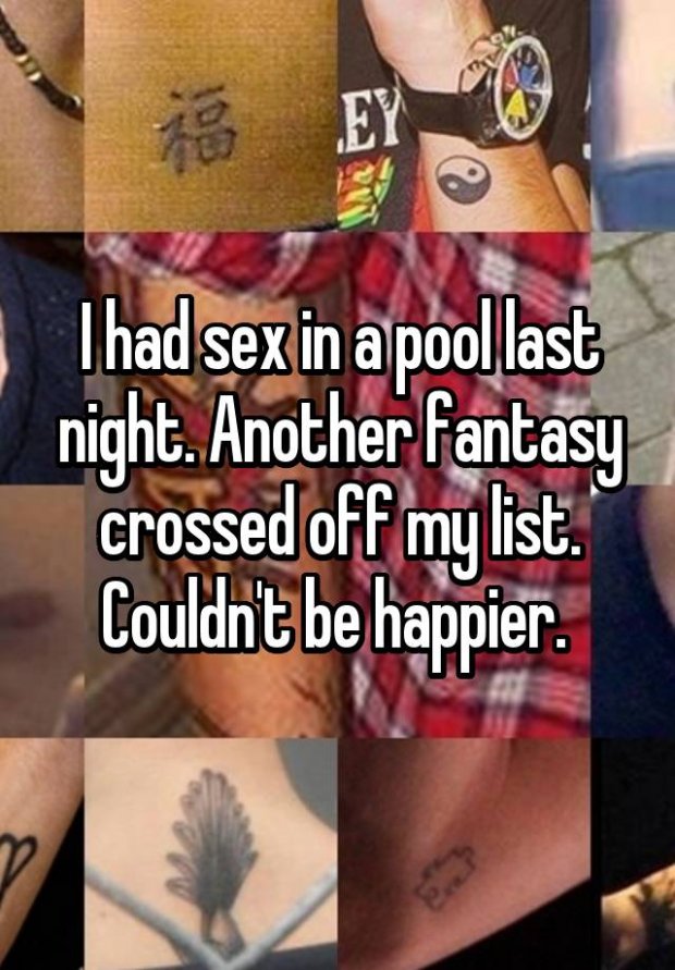 whisper - temporary tattoo - Ey I had sex in a pool last night. Another fantasy crossed off my list. Couldn't be happier.