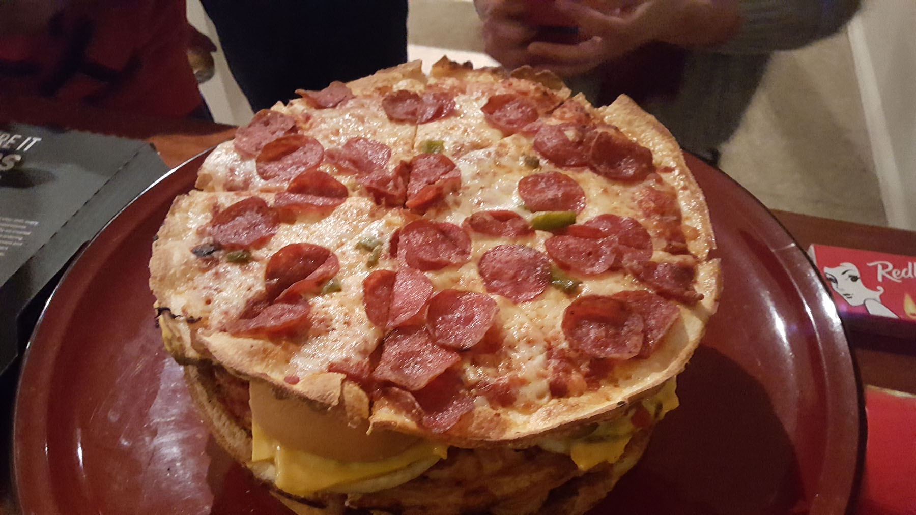 Step 6: Thin crust pepperoni pizza. Thin as I think we have enough pizza dough.